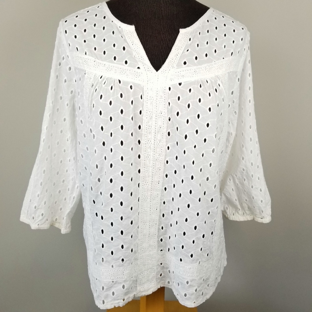 100% Cotton white eyelet prairie cottagecore top